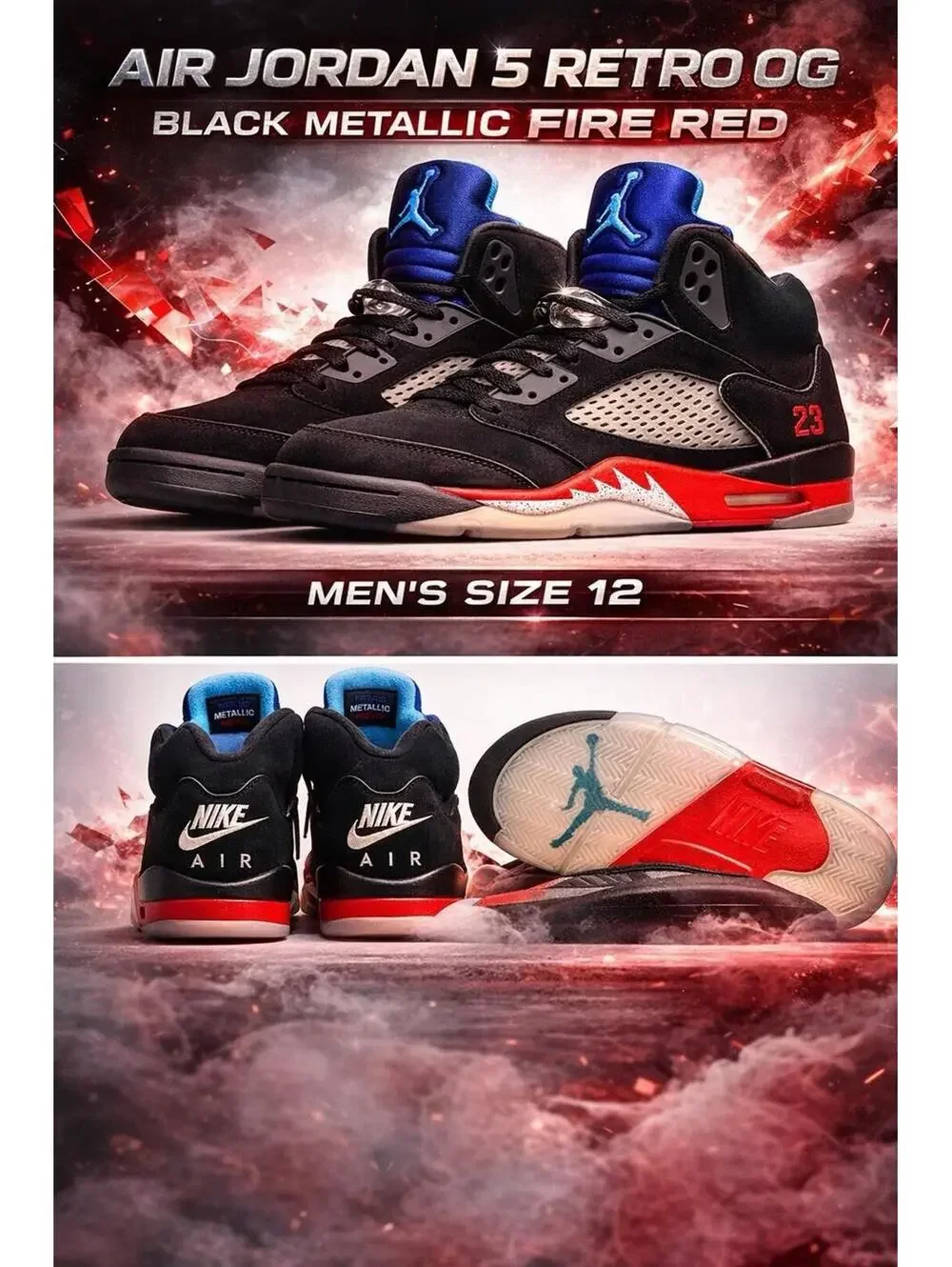 Size 12 - Jordan 5 Retro Top 3 Black 2020